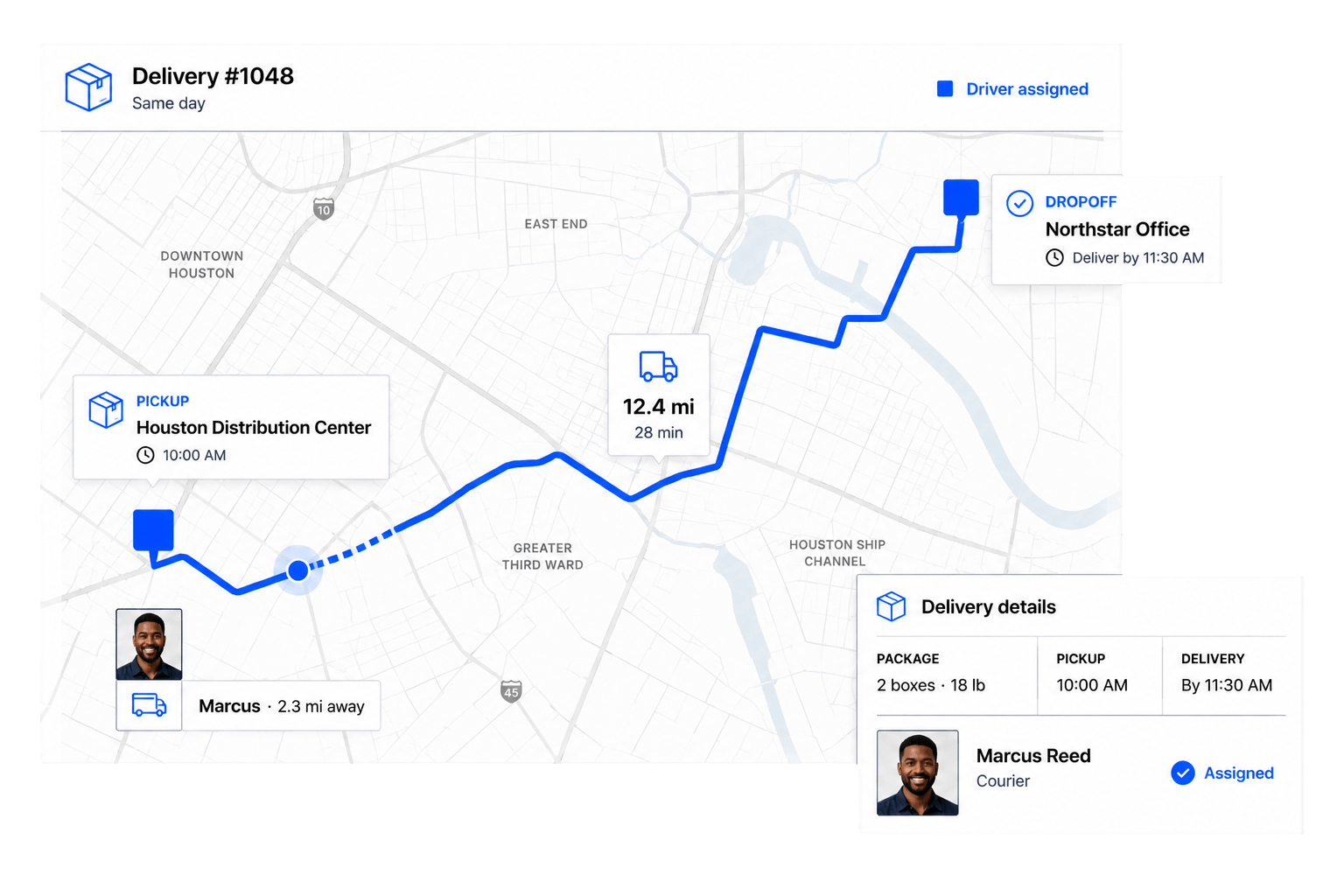 Workhint logistics managers interface
